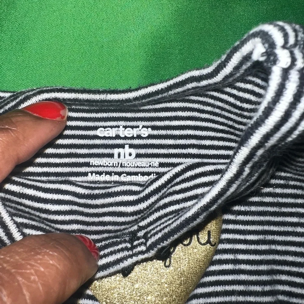 Carter's White and Black Striped Baby Bodysuits Newborn